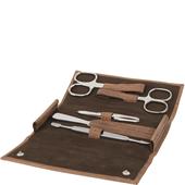 ERBE - Manicure Etuis - INOX Manikyretui, 5 delar, tryckknapp, bambu